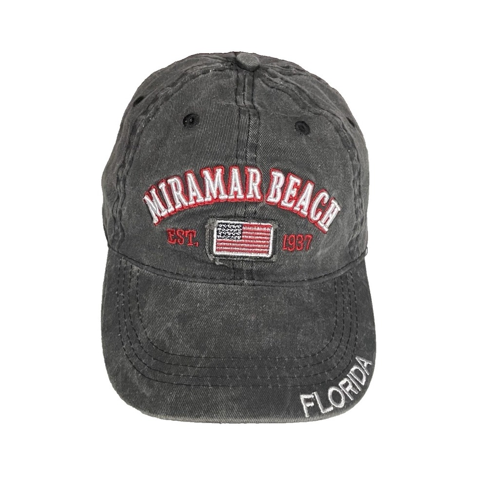 American Flag Miramar Beach Florida Est. 1937 Gray Baseball Cap Strapback Hat